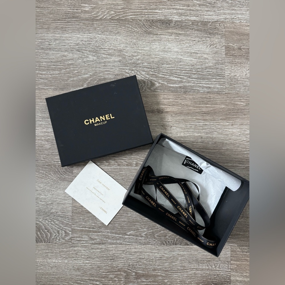 CHANEL Makeup Gift Box Set Black Box + Ribbon + Card Authentic Packaging NWOT - Picture 2 of 8